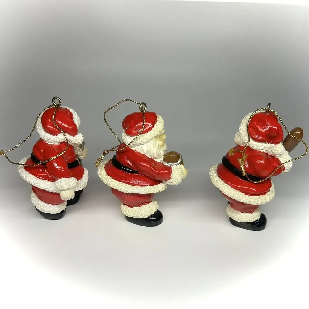 3ct Sports Santa Claus Holiday Figure Christmas Tree Ornament Golf Bat Football